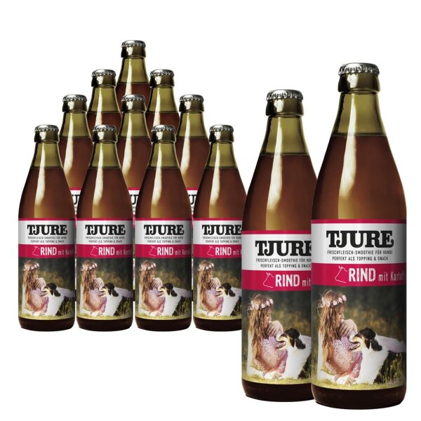 TJURE Hundesmoothie - Rind & Kartoffel - SparAktion 10+2 | Getreidefrei | leichte Verdauung