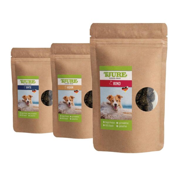 Tjure Hund - Snack Box je 150 g ( Ente, Rind, Huhn )