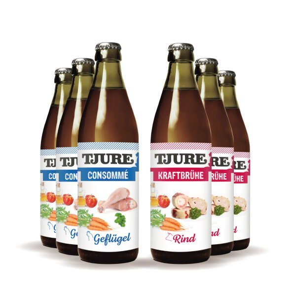 TJURE - Kraftbrühe Rind & Geflügel - 6er Pack | Ennergie und Kraft für Katze und Hund
