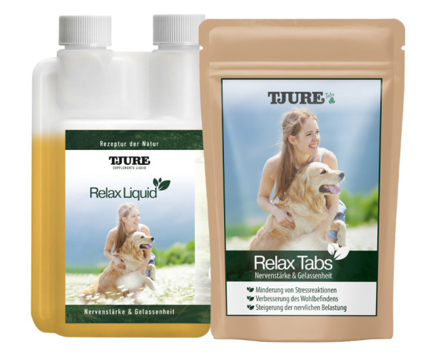 TJURE - Relax Bundle Tabs 250 g Liquid 500 ml | Natürliche Entspannung für deinen Hund
